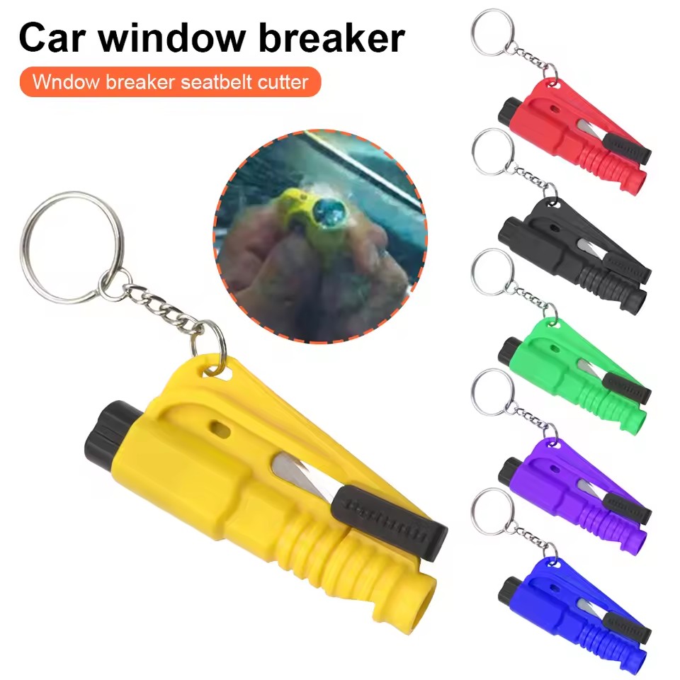 Rescue Rope Throw - 安全ハンマー 車用脱出ツール 3-in-1 窓割り器 シートベルトカッター コンパクト緊急ハンマー