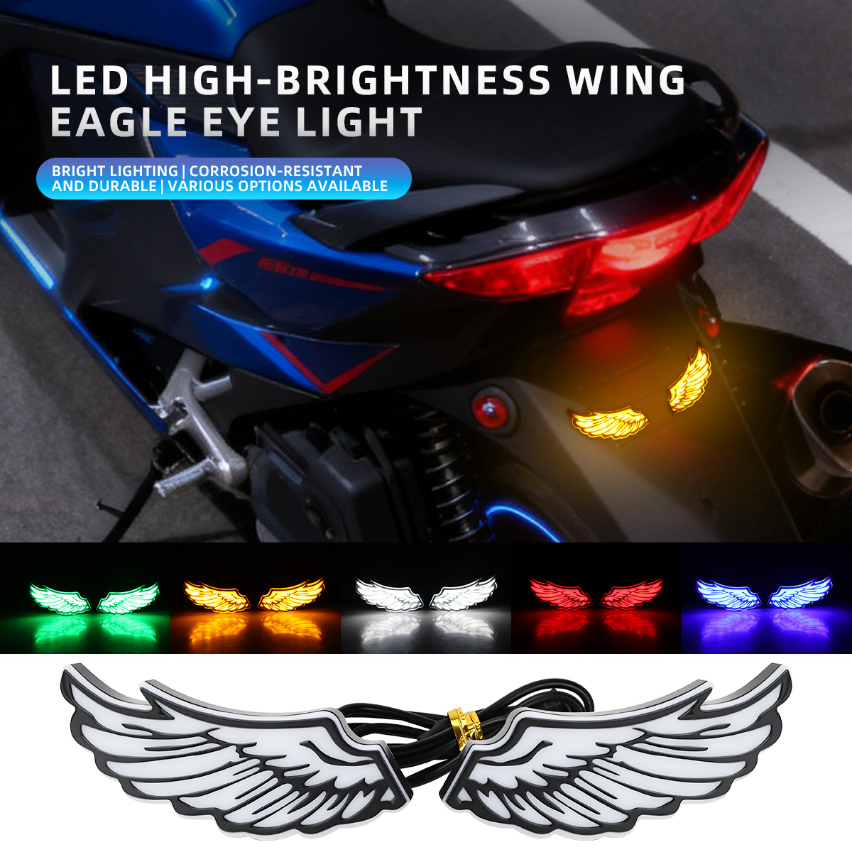 1ペア オートバイ エンジェルウィングス LEDリアテールラ - Sos Light Strobe のレビューと価格