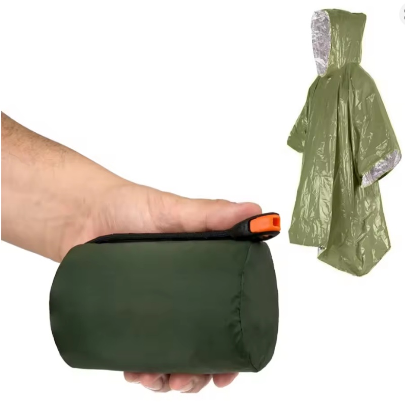 緊急用ポンチョ4枚組、フィルム製保温レインコートブランケット - Survival Blanket Reflective のレビューと価格