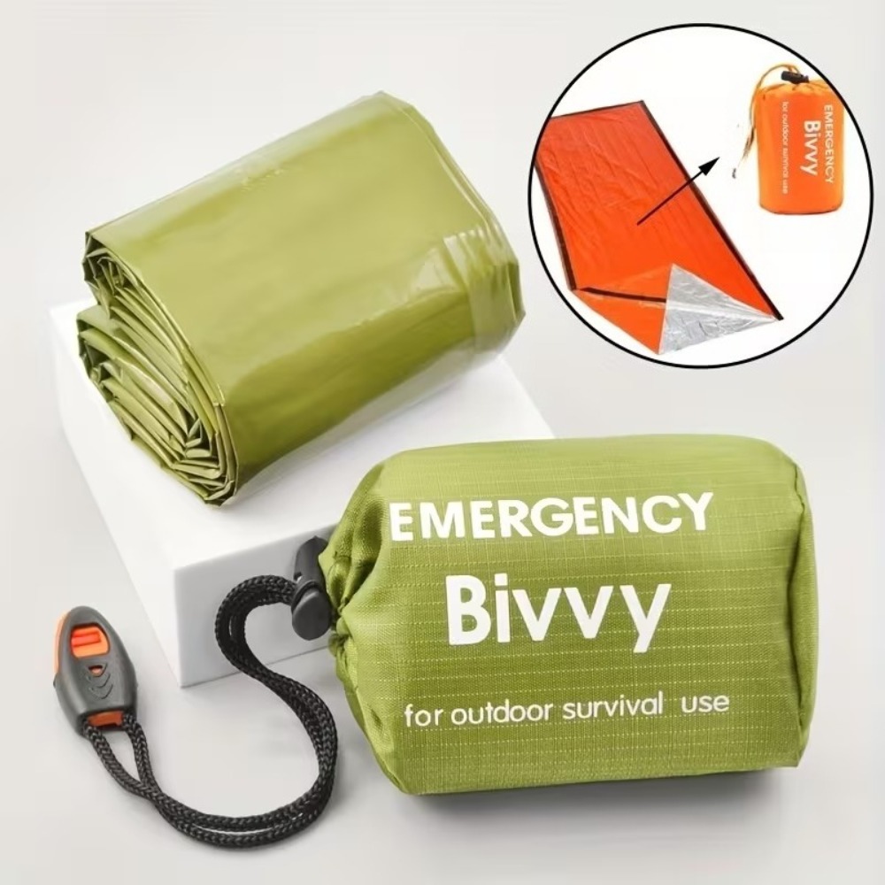 3 個の緊急寝袋キット巾着ホイッスル付き断熱ブランケットライ - Bivy Bag Emergency のレビューと価格