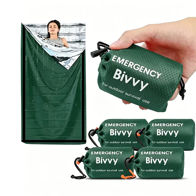 緊急用寝袋、PEアルミフィルムビビーサック、プレミアムポーチ - Bivy Bag Emergency のレビューと価格